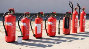 Fire extinguisher on a beach